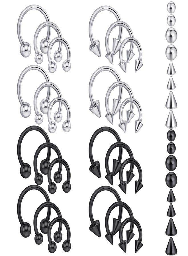 intera 16G Surgical Steel Septum Rings Lip Rings Horseshoe Hoop - Nose, Eyebrow Tragus Daith Helix Piercing Jewelry for Women Men, 6-12mm - Image 1